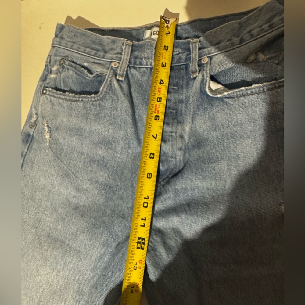 AGOLDE 90's High Rise Pinch Waist Straight Jeans Size 27 Button Fly Distressed - Picture 13 of 14